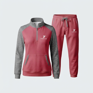 Conjunto Deportivo de Mujer de Alta Calidad con Cierre de Cremallera, Diseño Sólido con Bolsillos Laterales y Pantalones con Cordón Ajustable, Estilo Casual - Product Image 4