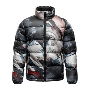 Veste matelassée pour homme, hiver, décontractée, en toile, camouflage, imprimé abstrait, imperméable, col montant, fermeture éclair - Product Image 3