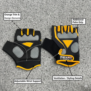 Gants de sport demi-doigts en néoprène antidérapants pour musculation, unisexe, avec design de traction, noirs, vente en gros Coexistence - Product Image 5