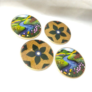 Wholesale Brass Rim Drink Coaster Set Premium MDF <b>Table</b> <b>Protector</b> Custom Floral Artwork Durable Eco-Friendly Handmade for Hotels - Product Image 5