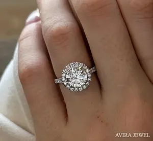 Anillo de Compromiso de Diamante Cultivado en Laboratorio al por Mayor, 1 Quilate, EF VVS, Oro Sólido de 10K/14K/18K, Sin Níquel, Sin Plomo, Clásico, para Mujer - Product Image 6