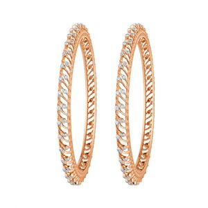 Bracelet en or rose avec diamants de laboratoire, motif chevron torsadé - Product Image 3
