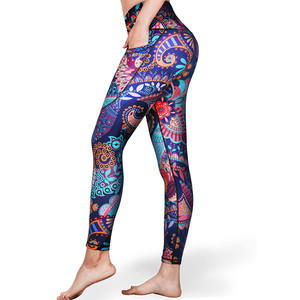Women's High Waist Full Length Bohemian Paisley Print Leggings <b>Tummy</b> <b>Control</b> Shapewear Invisible Pocket Stretch Knitted Spandex - Product Image 6