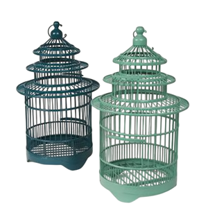 Ensemble de cage à oiseaux en fil métallique de couleur turquoise, design rond décoratif, suspendable, pour une utilisation en intérieur, en extérieur et dans le jardin - Product Image 6