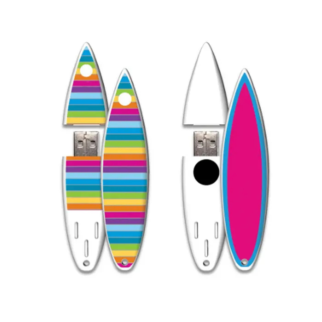 Custom Logo Printed Plastic Surfboard Shaped USB Flash Drive 2.0 1GB 128GB Capacity New Pendrive 32GB 64GB 128GB Options