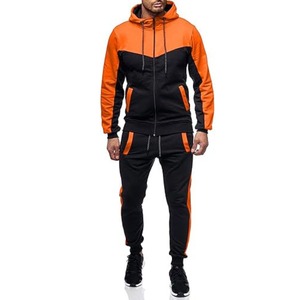 Men's Olive Green Color Block Hooded <b>Tracksuit</b> Full Zip Sweatshirt And Pants Set Casual Sport Wear Autumn Outfit - Product Image 5