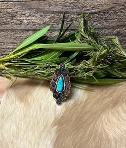 Purple Black Druzy Turquoise <b>Adjustable</b> Statement <b>Ring</b> Handmade Sterling Silver Artisan Southwest Gemstone Jewelry - Product Image 6