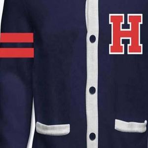 LOGOTIPO personalizado hombres acrílico suéter tejido manga larga Jersey de punto abrigo de invierno personalizado chenille bordado parche logo Cardigan - Product Image 5