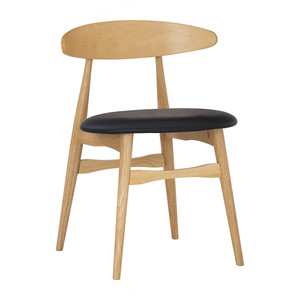 Chaise de salle à manger haut de gamme durable en chêne malaisien avec dossier en bois courbé et assise en cuir PU, style moderne pour résidentiel et appartement - Product Image 3