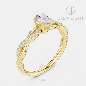 Bague de fiançailles en or blanc 14 carats avec diamant de laboratoire certifié IGI, taille ovale 0,36 carat, bijoux fins - Product Image 6