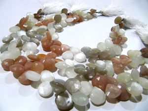 Collier de perles en pierre de lune naturelle multicolore, forme cœur, facettées, 11-12 mm, longueur 8 pouces - Product Image 6