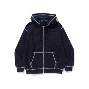 Sweat à capuche sur mesure OEM pour homme, coupe oversize, avec surpiqûres blanches, pull à capuche personnalisé pour homme, coupe carrée, en tissu épais - Product Image 2