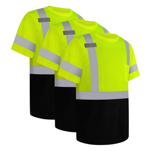 Camiseta de Seguridad Reflectante de Alta Visibilidad para Hombre, Manga Corta, Ropa de Trabajo, Amarillo y Negro, Corte Regular, Camiseta de Trabajo Reflectante - Product Image 1