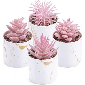 Set di 4 Piante Succulente Artificiali per Interni, Decorazioni Verdi per Camera Rosa, Bagno, Ufficio, Scrivania, Accessori per Donne - Product Image 1
