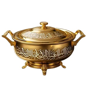 Chauffe-plats de luxe en laiton doré avec support pour la calligraphie arabe - Product Image 2