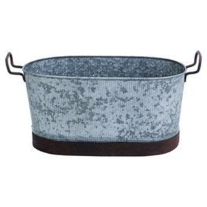 Bañera Ovalada de Acero Galvanizado de Calidad Premium con Asas y Acabado Martillado para Bebidas y Vino, Ideal para Fiestas y Eventos a Precio Económico - Product Image 1