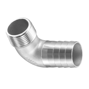 Raccord industriel en acier inoxydable 304, coudé hexagonal métrique 90°, à raccordement cannelé et filetage NPT mâle 1/2'', résistant à la corrosion - Product Image 3