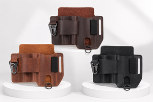 Customizable Leather Waist <b>Tool</b> <b>Bag</b> with Multiple Pockets Belt Holder Utility Pouch for Electrician Carpenter Mechanic DIY Uses! - Product Image 3