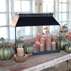 Modern <b>Large</b> Rectangular Black Metal Candle Pillar Holder <b>Lantern</b> with Glass Panels for Home Decorations - Product Image 5