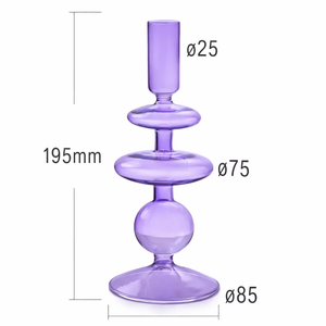 Ensemble de porte-bougies coniques en verre borosilicate côtelé de style nordique, fait main, décoration de Noël pour la maison, verre résistant à la chaleur de haute qualité - Product Image 1