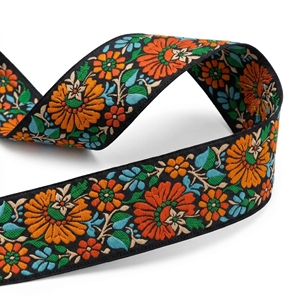 ริบบิ้นผ้าแจ็คการ์ดลายดอกไม้หลากสีขนาด 50 มม. จากนีลคามัล อินดัสทรีส์ สำหรับตกแต่งเสื้อผ้า งานฝีมือ และเสื้อผ้าดีไซเนอร์ - Product Image 2