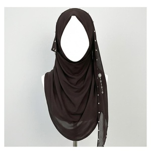 Elegante Hiyab de Chifón para Mujer, Color Sólido, Bordado, Bufanda Larga Multifuncional para Uso Diario en Todas las Estaciones - Product Image 1