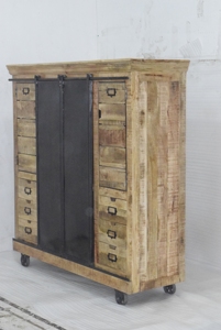 Aparador Moderno de Madera de Mango Ecológica con Puerta Corredera de Hierro, para Almacenamiento Multiusos en Salas de Estar, Casas de Campo y Hoteles - Product Image 3