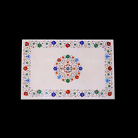 Nouveau dessus de table rectangulaire en marbre italien de qualité supérieure avec incrustation de marbre blanc moderne de l'exportateur indien