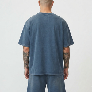 เสื้อยืดผู้ชายทรงโอเวอร์ไซส์ ผ้าคอตตอน 100% คุณภาพสูง 220 GSM สไตล์วินเทจ ล้างสีแบบแอซิดวอช เสื้อผ้าสตรีทแวร์ - Product Image 2