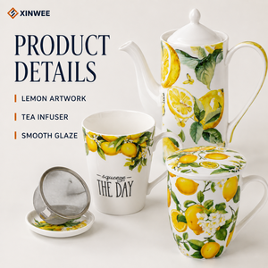 Tazza da Tè in Ceramica con Design Personalizzato al Limone, Infusore e Filtro in Acciaio Inox, Tazze Premium con Filtro per Tè - Product Image 4
