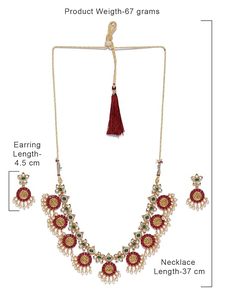 Parure de bijoux ethniques plaquée or en alliage de zinc, comprenant collier ras-du-cou, boucles d'oreilles et coiffe, avec design floral en zircon et perle, certifiée par une tierce partie - Product Image 5
