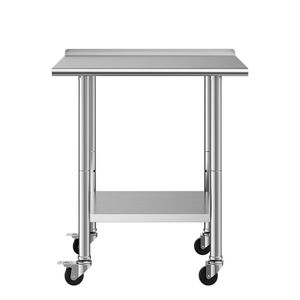 Tavolo da Lavoro Commerciale in Acciaio Inossidabile 24x30 Pollici, Regolabile, con Ruote e Alzatina, per Preparazione Alimenti - Product Image 1