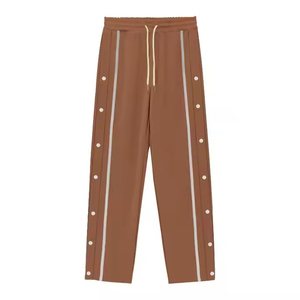 Pantalon de jogging formel en toile polyester/coton pour homme avec cordon de serrage, pantalon de survêtement en coton pour homme avec bande latérale et taille élastique - Product Image 3