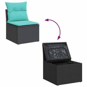 Ensemble de canapé de jardin en rotin PE noir 4 pièces avec housses amovibles - Product Image 6