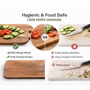 Tabla de Cortar Hecha a Mano de Madera de Mango (31.75x19.05cm, 1.5cm de Grosor) Reversible Antideslizante para Cocina, Duradera y Rústica - Product Image 4