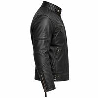 Blouson Moto Homme 2026 en Cuir de Vachette Véritable Noir Respirant Coupe Slim Col Montant Fermeture Éclair Style Motard Hiver