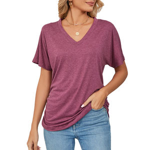 Camisetas Casuales para Mujer Hechas a Medida, 100% Algodón, Tacto Suave, Cuello Redondo, OEM, Marca Privada, MOQ Bajo, Pedido al por Mayor de Fábrica - Product Image 4