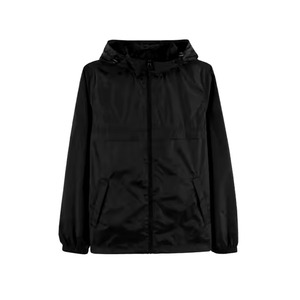 Custom Black Zip-Up Hooded Windbreaker <b>Jacket</b> for <b>Men</b> Plus-Size Breathable Lightweight Plain Decoration Fur for Summer Season - Product Image 1