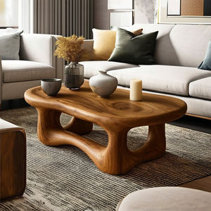 Mesa de centro de diseño único, mesa central de madera con borde vivo escultural, mesa llamativa de madera Natural hecha a mano, decoración del hogar - Product Image 1