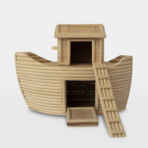 Juguete Infantil de Mimbre Hecho a Mano, Estilo Vintage, Modelo Arca de Noé, Barco de Madera Educativo para Bebés - Product Image 2