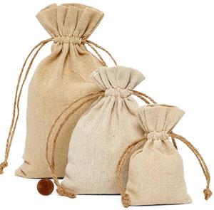 Bolsa con cordón de lino y algodón estampada, embalaje de dulces para regalo de té, pequeña bolsa de lona con cordón - Product Image 5