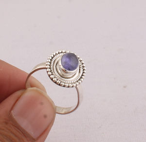Anillo de Boda Clásico de Tanzanita Natural, Plata de Ley 925, Gema Azul Violeta, Joyería Fina para Mujer - Product Image 3