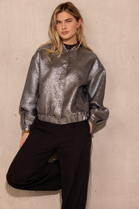 Chaqueta Metálica Acolchada para Mujer, Chaqueta de Invierno Ligera y Brillante, Ropa Exterior de Moda Personalizada OEM - Product Image 4