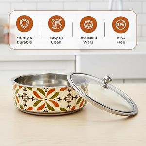 Cacerola Redonda con Tapa de Vidrio, Diseño Bohemio, 24 cm, Olla Metálica Resistente para Estufas de Gas e Inducción - Product Image 4