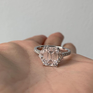 925 Sterling <b>Silver</b> 3ct <b>Emerald</b> Cut Moissanite Luxury <b>Ring</b> Rhodium Plated Prong Set Wedding Engagement Jewelry for Women - Product Image 5