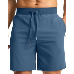 <b>Men</b> Solid Color Quick Dry Polyester <b>Bermuda</b> <b>Shorts</b> with Drawstring Waist and Pockets Casual Style - Product Image 1