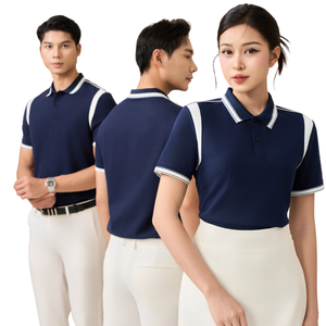 Ropa deportiva 210gsm algodón Poly Blend Polo Shirt para hombres y mujeres estirable Dynamic Axila Color Block Design Factory OEM/ODM - Product Image 1
