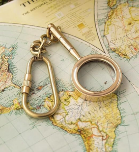 <b>Vintage</b> Brass Magnifying Glass Keychain Antique Pocket Magnifier Decorative <b>Key</b> Ring Reading Glass Gift - Product Image 3
