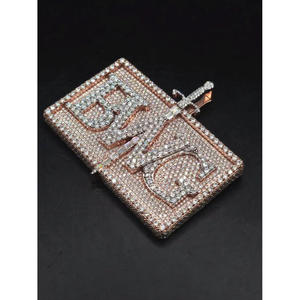 D couleur VVS Moissanite diamants hommes couches Logo personnalisé pendentif solide 925 argent Sterling plaqué rhodium Hip Hop bijoux - Product Image 1