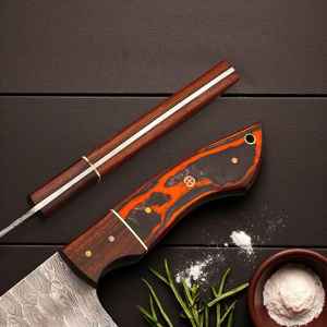 ชุดมีดเชฟ 5 ชิ้น มีดครัวเหล็กดามัสกัส ชุดมีดเชฟสวยงาม ด้ามเรซิ่น พร้อมปลอกหนัง - Product Image 5